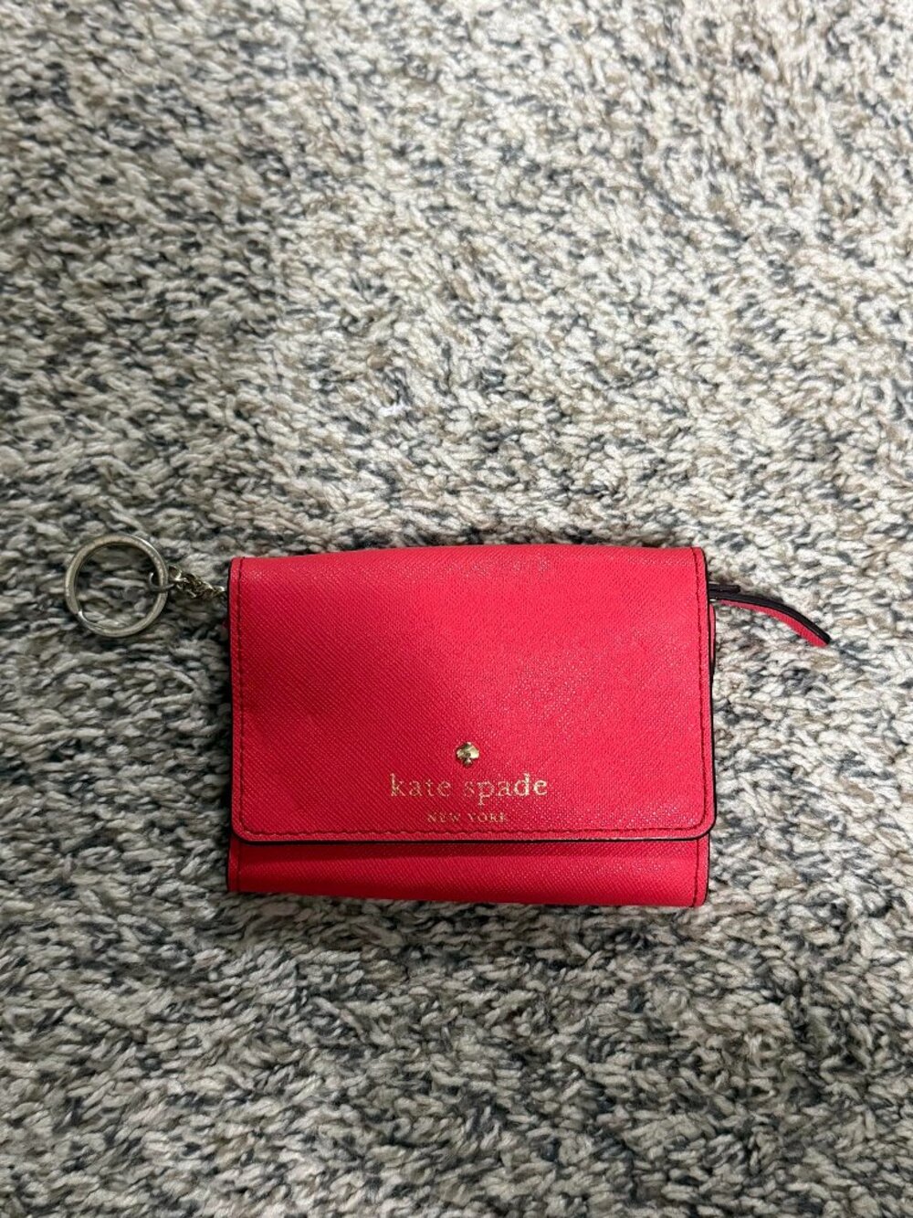 Kate Spade orange saffiano leather small chain wallet